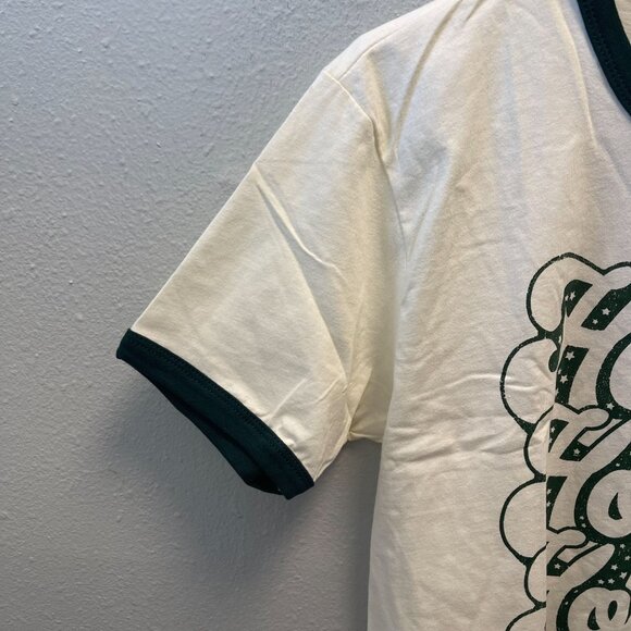 Sweet‎ Claire Womens Honey Graphic Ringer Tee 100% Cotton Ivory With Green - Picture 6 of 7